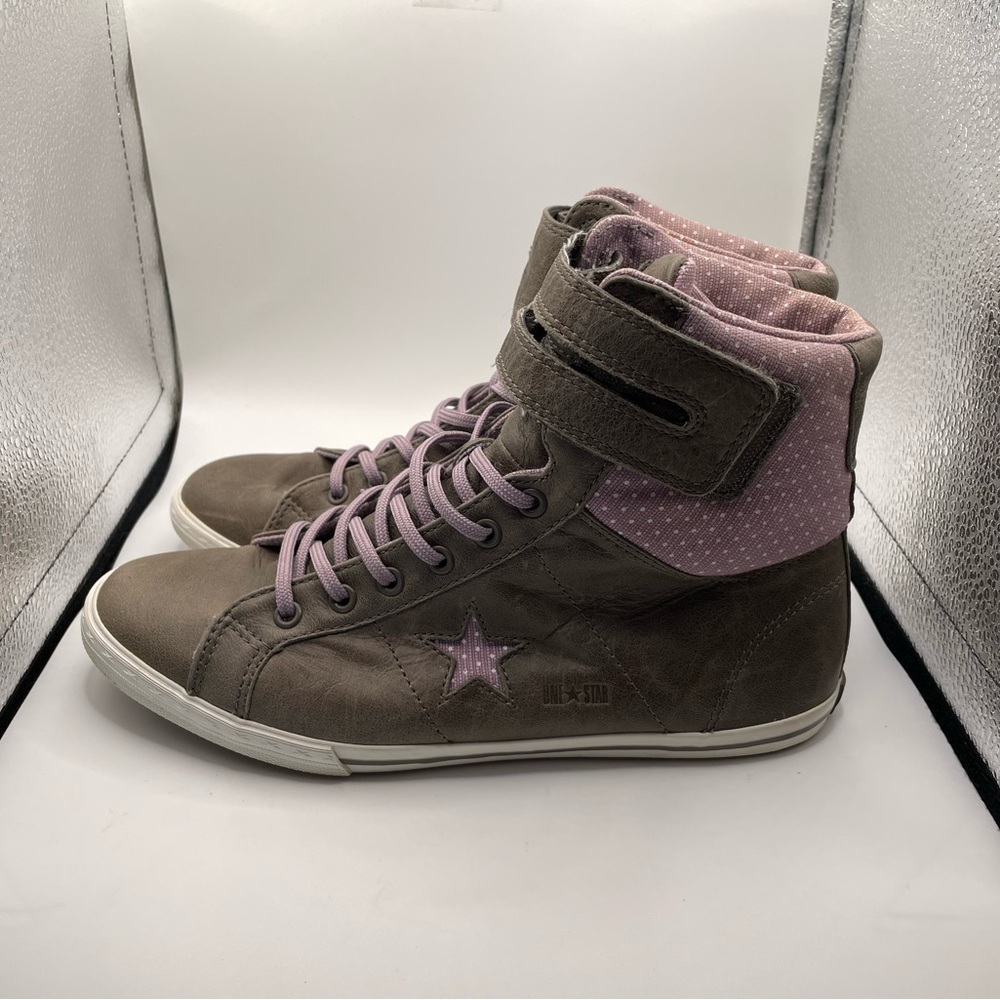 Converse All Star High-Top Sneakers - Brown and Pink leather size 5.5Youth